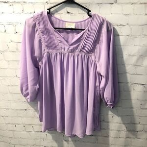 Everly Lavender Sheer Blouse Size Small